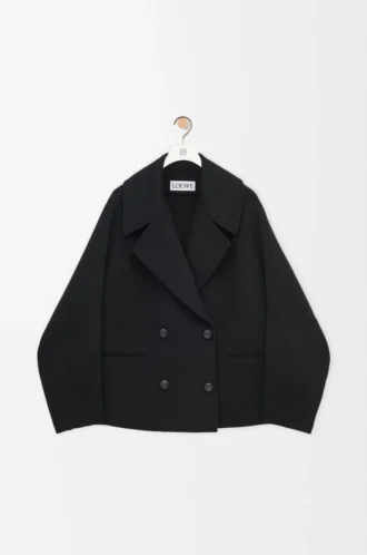 Kurzer Mantel aus Wolle Schwarz