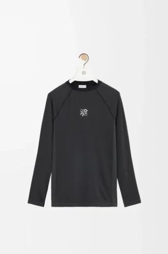 Langärmliges Oberteil aus technischem Jersey in Schwarz
