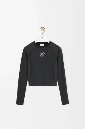 Langärmliges Oberteil aus technischem Jersey in Schwarz