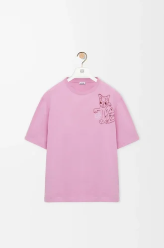 Lockeres T-Shirt aus Baumwolle in Pink