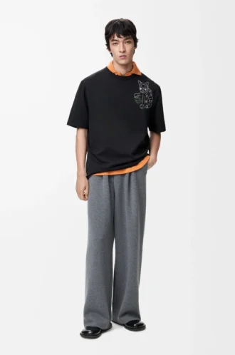 Lockeres T-Shirt aus Baumwolle Schwarz Lockeres T-Shirt aus Baumwolle Schwarz