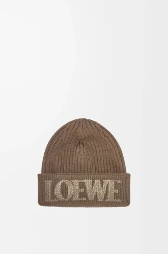 LOEWE Beanie aus Wolle Hellbraun