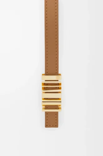 LOEWE Grafikgürtel aus glattem Kalbsleder Oak/Gold