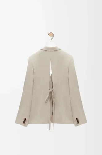 Maßgeschneiderte Jacke aus Wolle in Hellbeige Melange