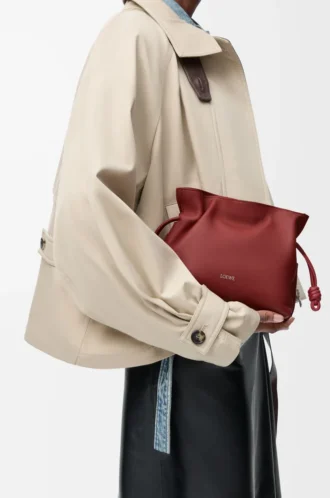 Mini-Clutch Flamenco aus Nappakalbsleder in Burnt Red