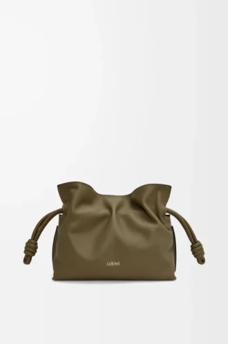 Mini-Clutch „Flamenco” aus Nappakalbsleder in Dark Khaki