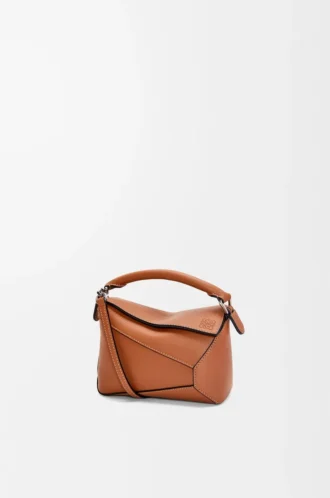 Mini Puzzle Edge Tasche aus klassischem Kalbsleder Tan