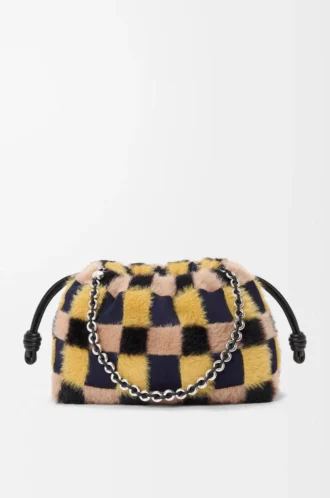 Mittlere Flamenco-Handtasche aus Jacquard-Strick Multicolor Deep Navy