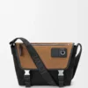 Mittlere Flex Messenger aus Canvas und Wildleder Schwarz/Dunkelgold