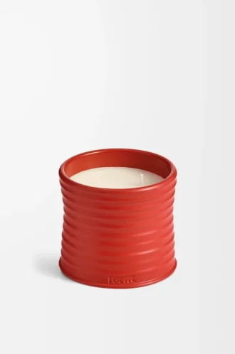 Mittlere Kerze mit Tomatenblättern, rot