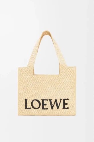 Mittlere LOEWE Font-Tasche aus Raffia in Natur