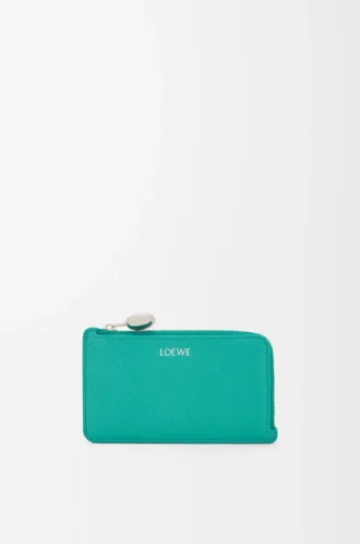 Münzkartenetui aus pebble-genarbtem Kalbsleder in Aquamarine