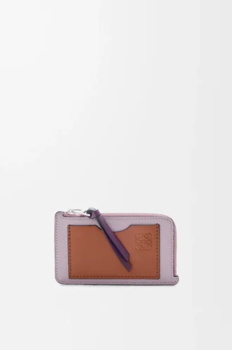 Münzkartenetui aus weichem genarbtem Kalbsleder Dirty Mauve/Squirrel