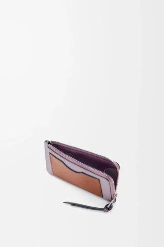 Münzkartenetui aus weichem genarbtem Kalbsleder Dirty Mauve/Squirrel
