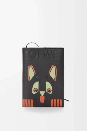 Notizbuch „Futurist Cat” aus Kalbsleder Schwarz/Mehrfarbig