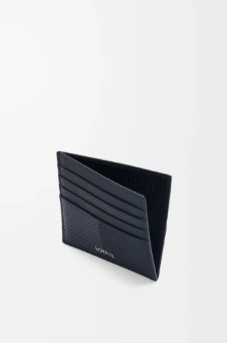 Offener Kartenhalter aus strukturiertem klassischem Kalbsleder Deep Navy Offener Kartenhalter aus strukturiertem klassischem Kalbsleder Deep Navy