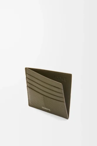 Offener Kartenhalter aus strukturiertem klassischem Kalbsleder in Dark Khaki Offener Kartenhalter aus strukturiertem klassischem Kalbsleder in Dark Khaki