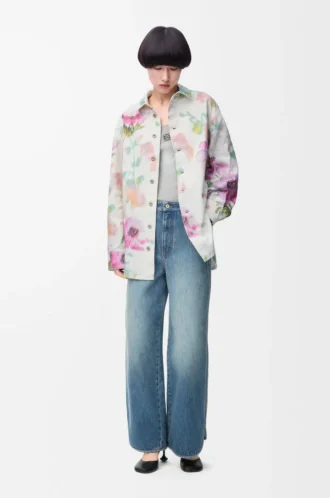 Overshirt aus Denim Weiß/Rosa