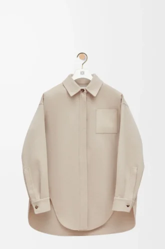 Overshirt aus Wolle und Kaschmir in Hellbeige Melange