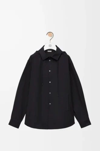 Overshirt mit Kapuze aus Baumwolle Schwarz