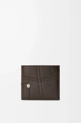 Panta-Bifold-Geldbörse aus glänzendem Kalbsleder in Vintage Brown