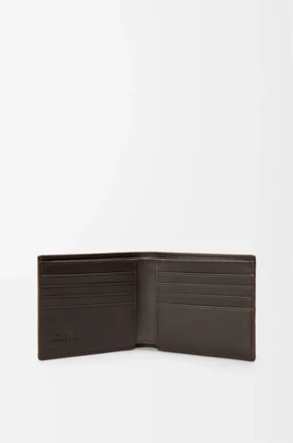Panta-Bifold-Geldbörse aus glänzendem Kalbsleder in Vintage Brown