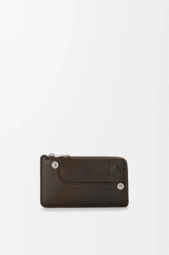 Panta Münz-Kartenetui aus glänzendem Kalbsleder Vintage Brown
