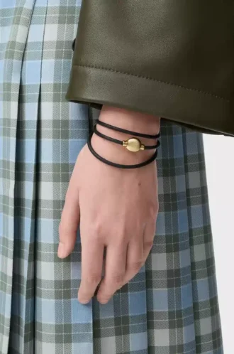 Pebble-Armband aus Kalbsleder Schwarz/Gold