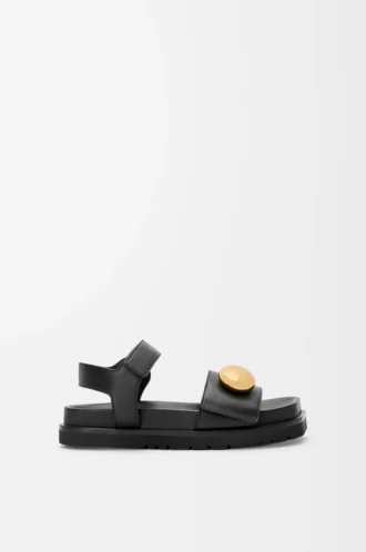 Pebble Fussbett-Sandale aus weichem Kalbsleder Schwarz Pebble Fussbett-Sandale aus weichem Kalbsleder Schwarz