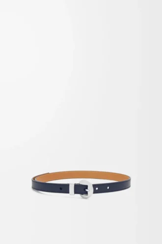 Pebble-Gürtel aus glattem Kalbsleder Deep Navy/Palladium