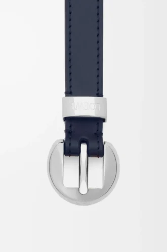 Pebble-Gürtel aus glattem Kalbsleder Deep Navy/Palladium