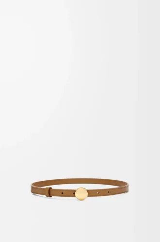 Pebble-Gürtel aus glattem Kalbsleder in Eiche/Gold