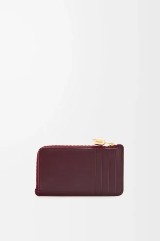 Pebble-Münzkartenetui aus glänzendem Nappakalbsleder Burgundy
