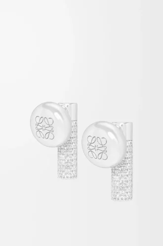 Pebble-Ohrstecker aus Sterlingsilber und Kristallen Silber/Weiß