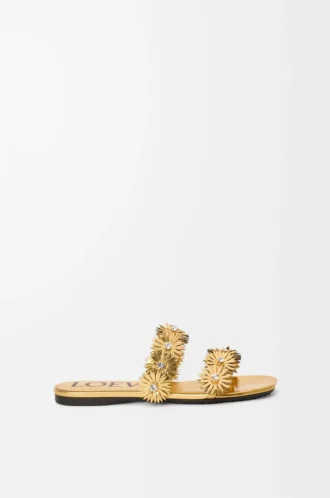 Petal Flower Sandale aus Kalbsleder und Kristallen Gold