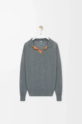 Polo-Pullover aus Wolle Grau