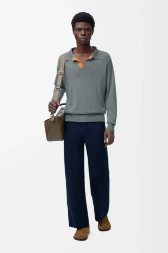 Polo-Pullover aus Wolle Grau