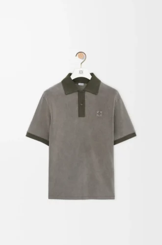 Polohemd aus Baumwolle in Khaki-Grün