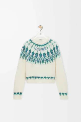 Pullover aus Wollmischung Weiß/Mint