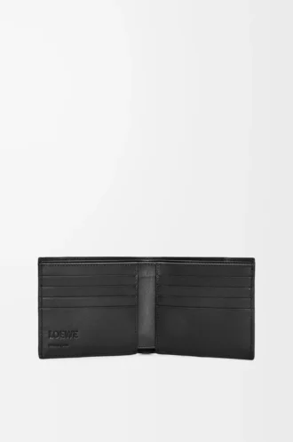 Puzzle-Bifold-Geldbörse aus klassischem Kalbsleder in Schwarz
