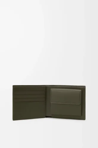 Puzzle-Münzfach aus klassischem Kalbsleder in Dark Khaki