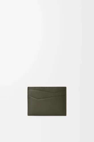 Puzzle schlichter Kartenhalter aus klassischem Kalbsleder in Dark Khaki