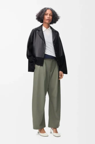 Pyjama-Bluse aus Nappalammleder Schwarz