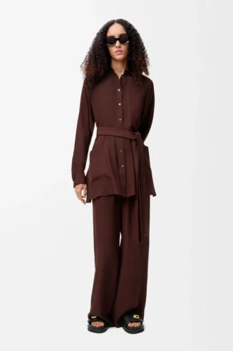 Pyjama-Hose aus Seide in Burgunderrot