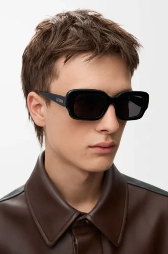 Rechteckige, schmale Sonnenbrille Schwarz