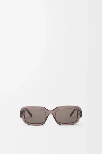 Rechteckige schmale Sonnenbrille Transparent Braun