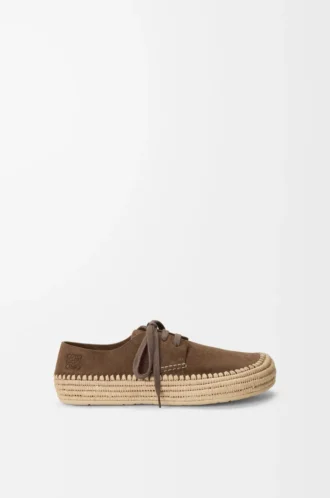 Rio Schnürschuhe aus Wildleder und Raffia Taupe