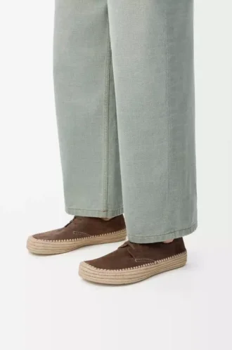 Rio Schnürschuhe aus Wildleder und Raffia Taupe