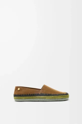 Rio Slipper aus Wildleder und Raffia Braun