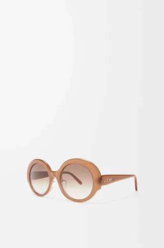 Runde, schmale Sonnenbrille in Hellkaramell